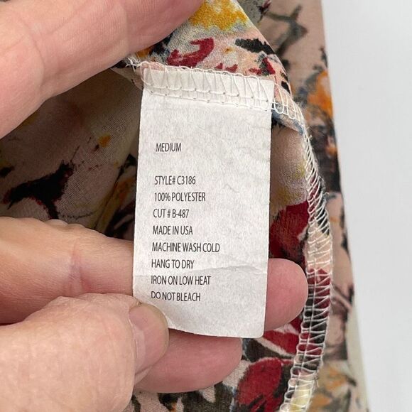 Fora Flared Sleeves Floral Faux Wrap Multicolor V-neck Blouse Size M - Picture 4 of 5